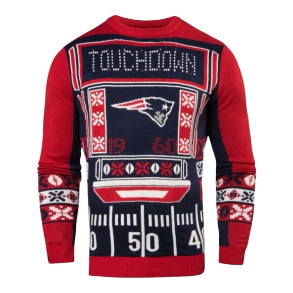 Team Apparel New England Patriots Light Up Touchdown Sweater Christmas Size XL - Picture 2 of 14